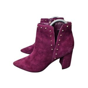 Marc Fisher Women's 7.5 Client Suede Purple Ankle Boots with Studs